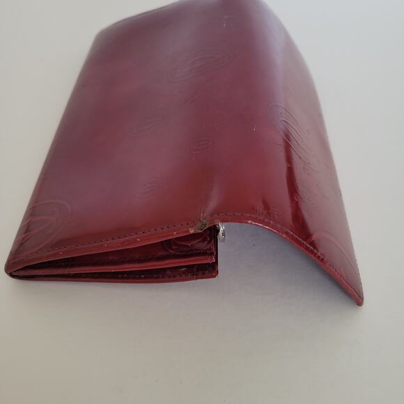 Cartier Happy Birthday Patent Leather Envelope Long Wallet Red Large Logo Clutch - Picture 8 of 11